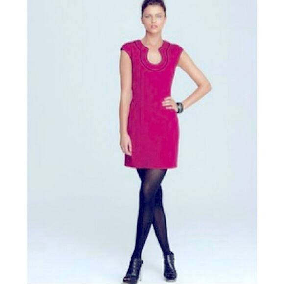 Trina Turk Pink Fuchsia Fong Cap Sleeve Sheath Mini Dress Sz 4 - Picture 1 of 10